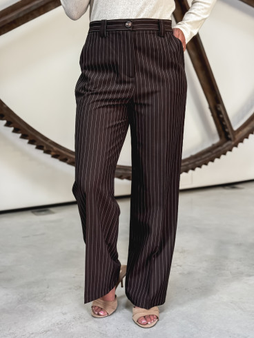 Pantalon ligné Lindos - Chocolat