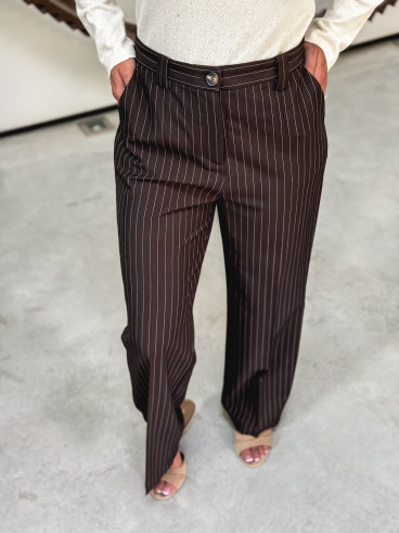 Pantalon ligné Lindos - Chocolat