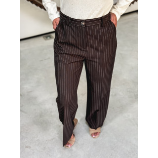 Pantalon ligné Lindos - Chocolat