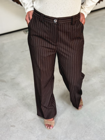 Pantalon ligné Lindos - Chocolat