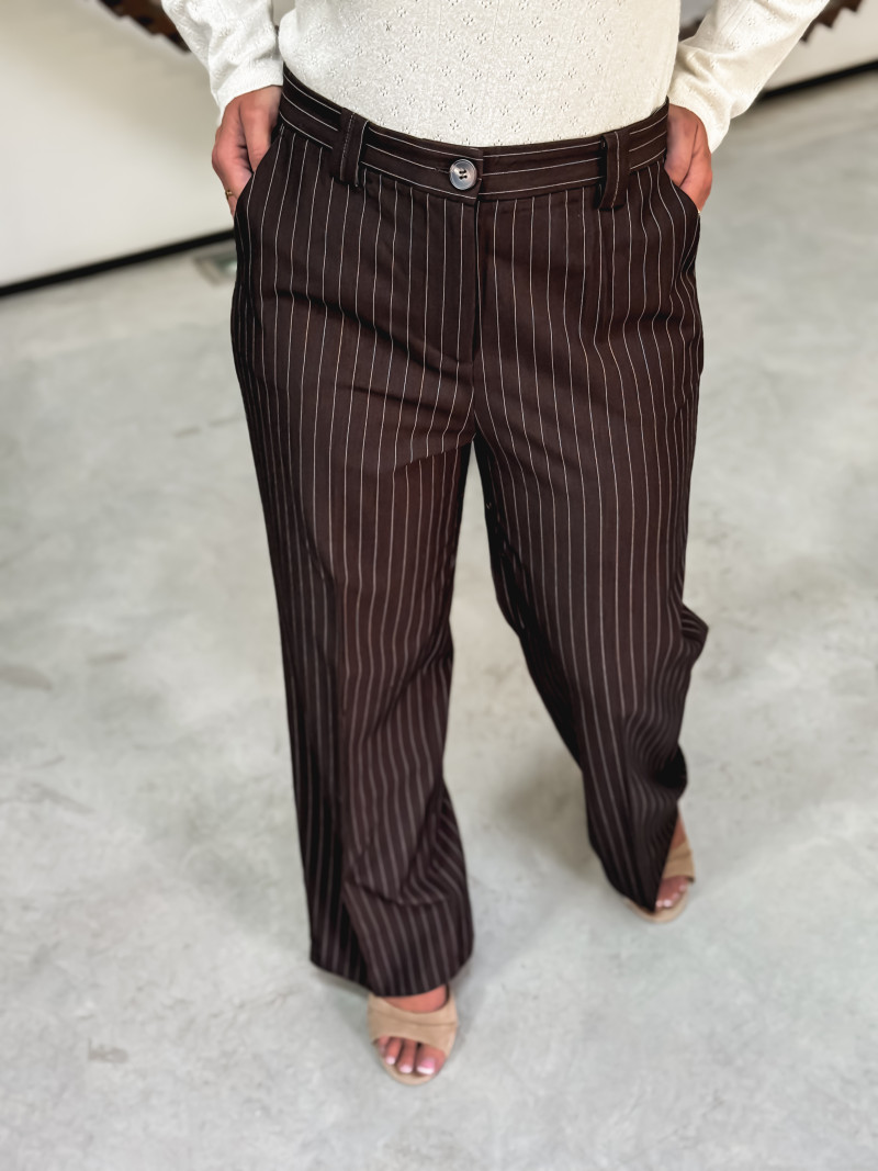 Pantalon ligné Lindos - Chocolat