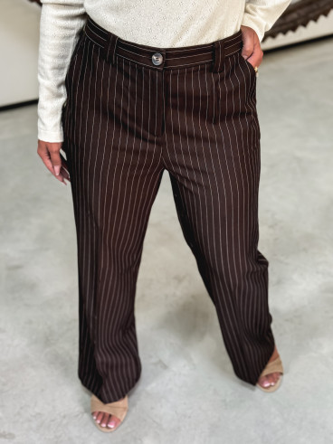 Pantalon ligné Lindos - Chocolat