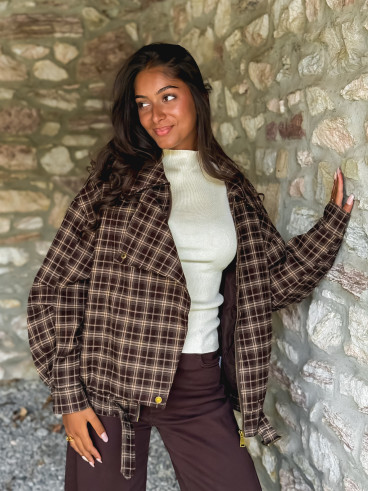 Veste à carreaux Dalva - Chocolat