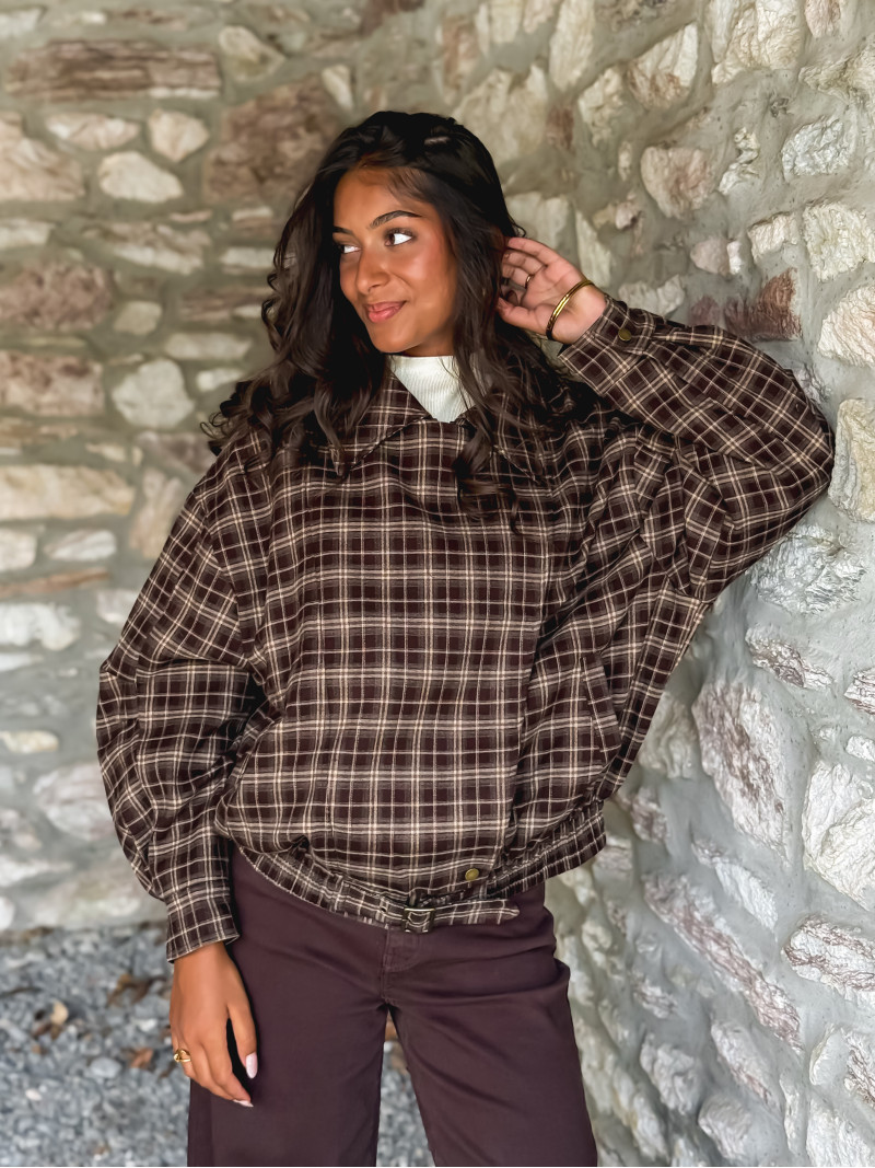 Veste à carreaux Dalva - Chocolat