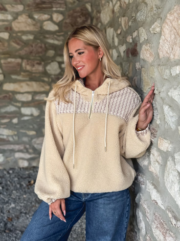 Pull en teddy Annelise - Beige