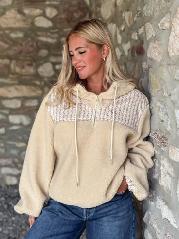 Pull en teddy Annelise - Beige Pull en teddy Annelise - Beige