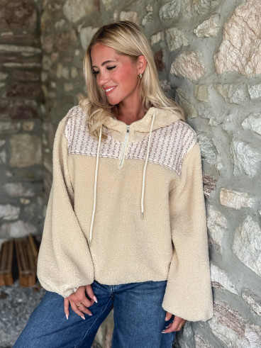 Pull en teddy Annelise - Beige Pull en teddy Annelise - Beige