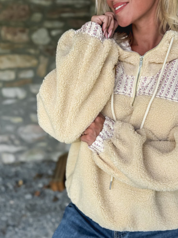 Pull en teddy Annelise - Beige Pull en teddy Annelise - Beige