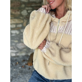 Pull en teddy Annelise - Beige