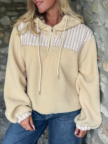 Pull en teddy Annelise - Beige Pull en teddy Annelise - Beige
