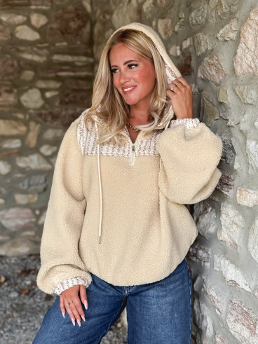 Pull en teddy Annelise - Beige