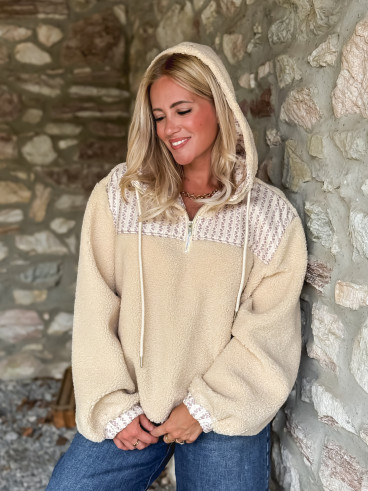 Pull en teddy Annelise - Beige Pull en teddy Annelise - Beige