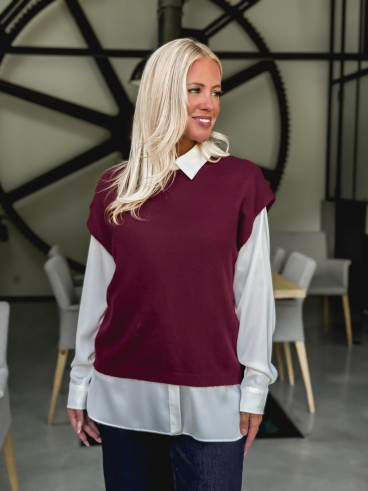 Pull fin sans manches Laélia - Bordeaux