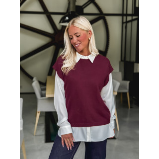 Pull fin sans manches Laélia - Bordeaux