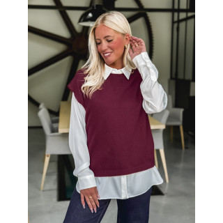 Pull fin sans manches Laélia - Bordeaux