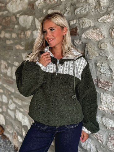 Pull en teddy Annelise - Vert Pull en teddy Annelise - Vert