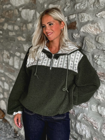 Pull en teddy Annelise - Vert Pull en teddy Annelise - Vert