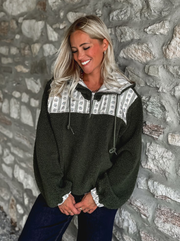 Pull en teddy Annelise - Vert
