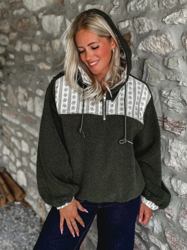 Pull en teddy Annelise - Vert Pull en teddy Annelise - Vert