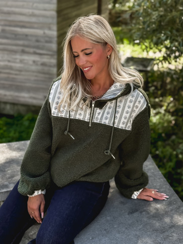 Pull en teddy Annelise - Vert Pull en teddy Annelise - Vert