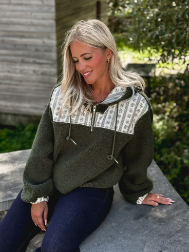 Pull en teddy Annelise - Vert Pull en teddy Annelise - Vert