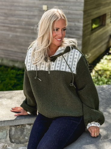 Pull en teddy Annelise - Vert Pull en teddy Annelise - Vert