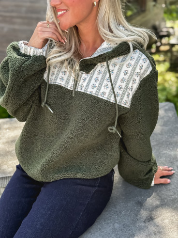 Pull en teddy Annelise - Vert Pull en teddy Annelise - Vert