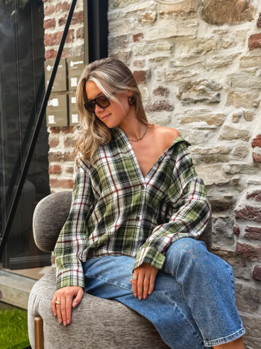 Chemise à carreaux Moane - Kaki