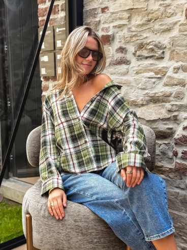 Chemise à carreaux Moane - Kaki