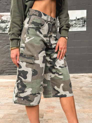 Bermuda à motifs militaire Cathia - Kaki