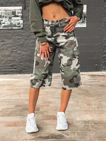 Bermuda à motifs militaire Cathia - Kaki Bermuda à motifs militaire Cathia - Kaki