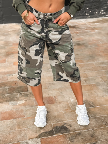 Bermuda à motifs militaire Cathia - Kaki Bermuda à motifs militaire Cathia - Kaki