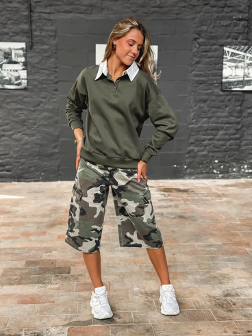 Bermuda à motifs militaire Cathia - Kaki Bermuda à motifs militaire Cathia - Kaki