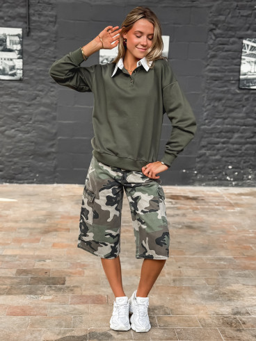 Bermuda à motifs militaire Cathia - Kaki Bermuda à motifs militaire Cathia - Kaki
