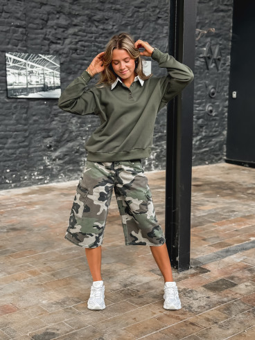 Bermuda à motifs militaire Cathia - Kaki Bermuda à motifs militaire Cathia - Kaki