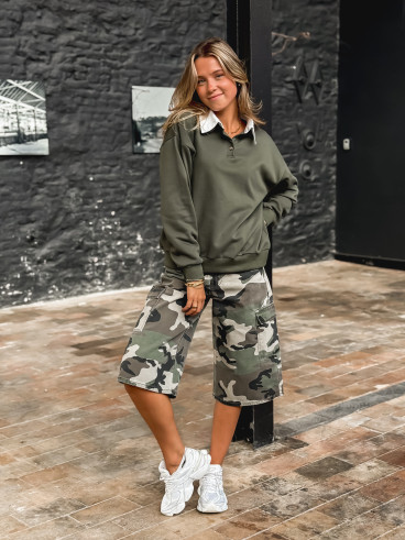 Bermuda à motifs militaire Cathia - Kaki Bermuda à motifs militaire Cathia - Kaki