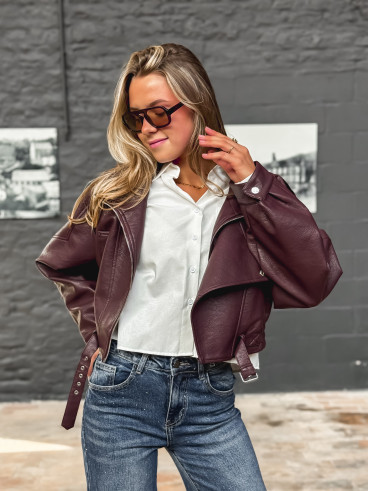 Veste en simili Luccia - Bordeaux