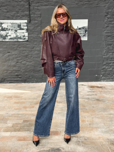 Veste en simili Luccia - Bordeaux