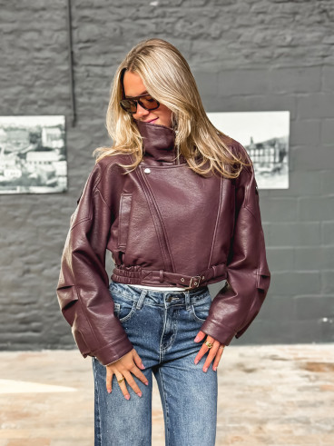 Veste en simili Luccia - Bordeaux