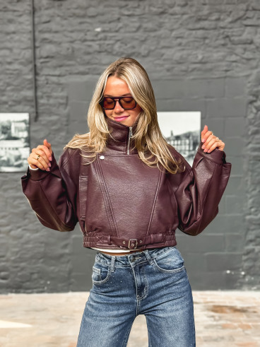 Veste en simili Luccia - Bordeaux