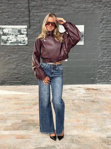 Veste en simili Luccia - Bordeaux