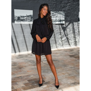 Robe courte à strass Elona - Noir