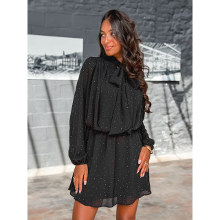 Robe courte à strass Elona - Noir