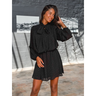 Robe courte à strass Elona - Noir