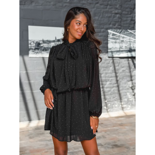 Robe courte à strass Elona - Noir