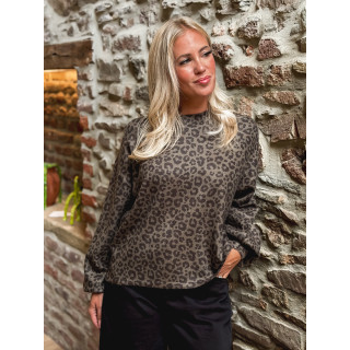 Pull léopard Marzya - kaki/Noir