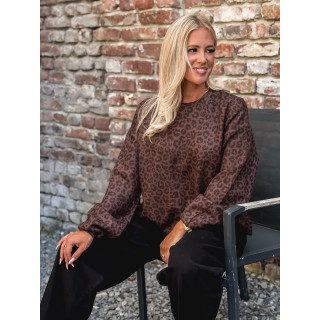 Pull léopard Marzya - Chocolat/Noir