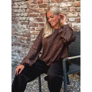 Pull léopard Marzya - Chocolat/Noir