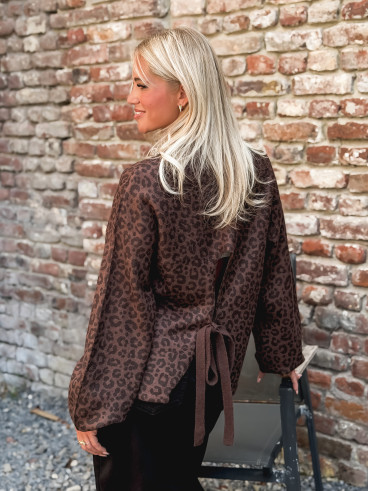 Pull léopard Marzya - Chocolat/Noir