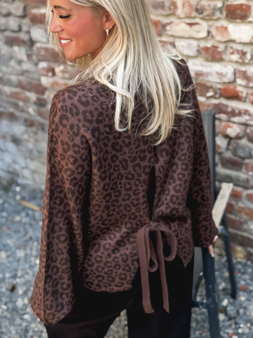 Pull léopard Marzya - Chocolat/Noir